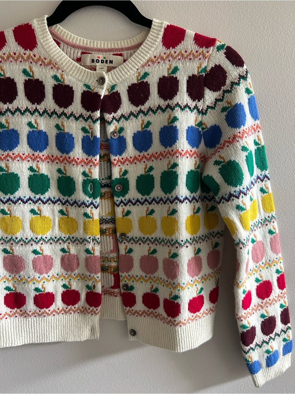Mini Boden Apple Fair Isle Cardigan Size 9-10Y